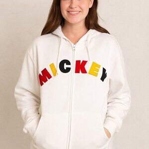 Disneyland Resort Mickey Mouse White Zip-Up Hoodie – Unisex Size M